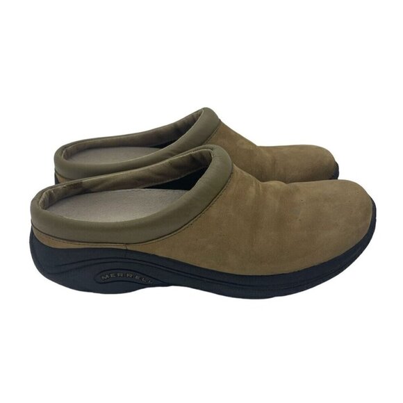 Merrell Jungle Primo Stone Slip On Mule Backless Tan Leather Upper Women's Sz 7 - Picture 1 of 10